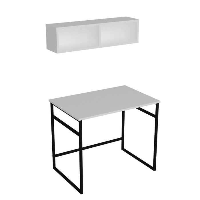 Hanah Home Mesa de Estudio con Estante de Pared Blanco y Negro